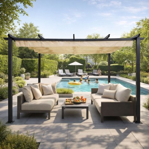 Pergola Ogrodowa Tarasowa 3x4 M Stalowa Altana Zadaszenie Beżowa