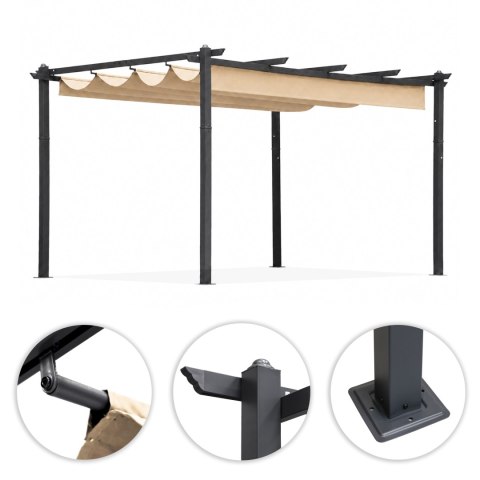 Pergola Ogrodowa Tarasowa 3x4 M Stalowa Altana Zadaszenie Beżowa