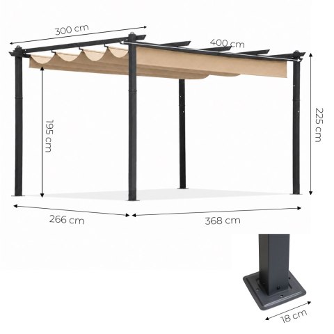 Pergola Ogrodowa Tarasowa 3x4 M Stalowa Altana Zadaszenie Beżowa