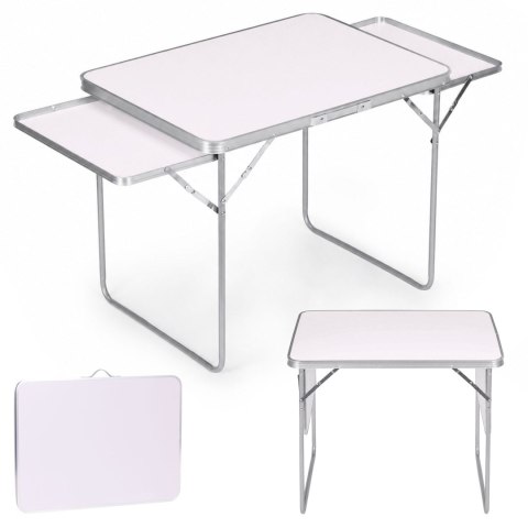 Stolik Turystyczny Składany 120x60 Cm 2 Półki Biały