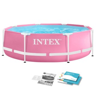 Basen Stelażowy Okrągły Dla Dzieci 244x76 Cm Różowy Intex 28290