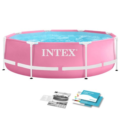 Basen Stelażowy Okrągły Dla Dzieci 244x76 Cm Różowy Intex 28290