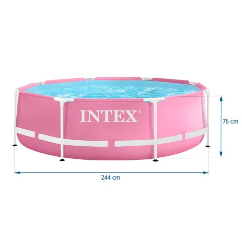 Basen Stelażowy Okrągły Dla Dzieci 244x76 Cm Różowy Intex 28290