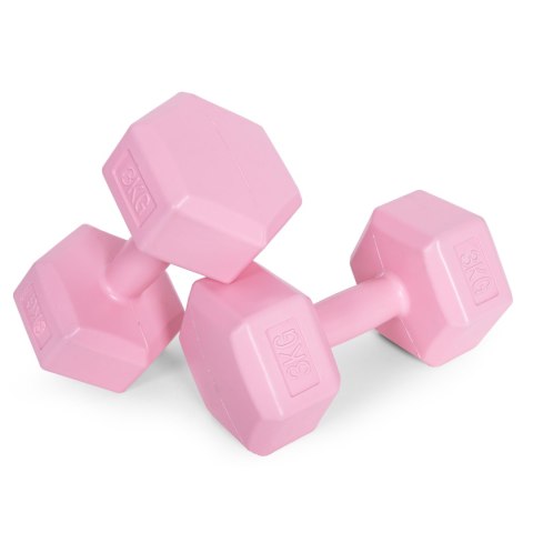 Hantle Sześciokątne Zestaw 2x3 Kg Ciężarki Do Ćwiczeń Obciążniki Fitness Różowe Modernhome