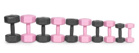 Hantle Sześciokątne Zestaw 2x5 Kg Ciężarki Do Ćwiczeń Obciążniki Fitness Różowe Modernhome