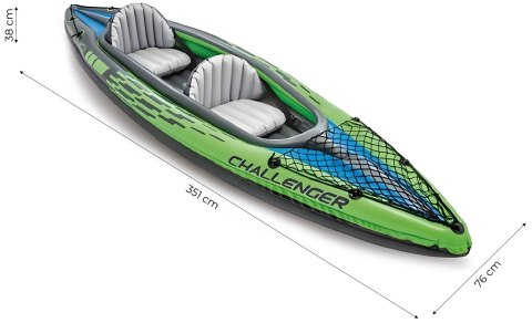 Kajak Dmuchany Challenger K2 Dla 2 Osób Wiosła Pompka Pokrowiec Intex 68306