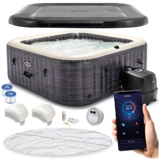 Nadmuchiwane Spa Kwadratowe Basen Z Hydromasażem 6 Os. 196x71 Cm Akcesoria Premium Intex 28452