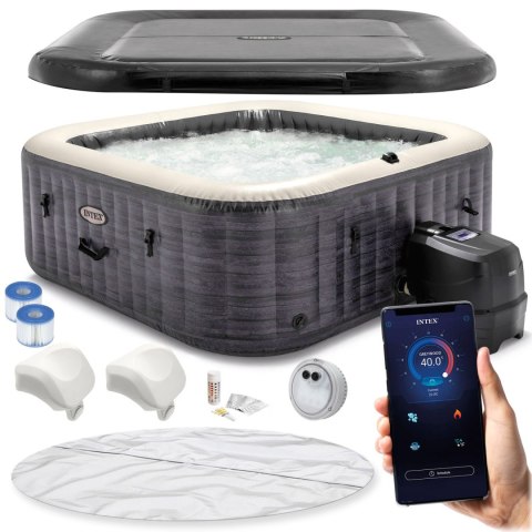 Nadmuchiwane Spa Kwadratowe Basen Z Hydromasażem 6 Os. 196x71 Cm Akcesoria Premium Intex 28452