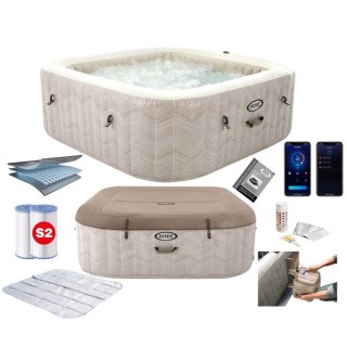 Nadmuchiwane Spa Kwadratowe Basen Z Hydromasażem 6 Os. 196x71 Cm Akcesoria Premium Intex 28472
