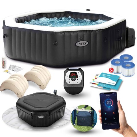 Nadmuchiwane Spa Ośmiokątne Basen Z Hydromasażem 6 Os. 218x71 Cm Akcesoria Premium Intex 28462