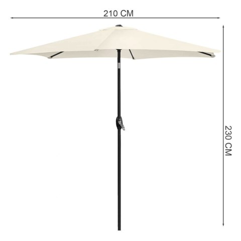 Składany Parasol Ogrodowy Balkonowy Regulowany 210 Cm Beżowy