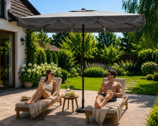 Duży Parasol Ogrodowy Skośny Łamany Korba 200x130 Cm Szary