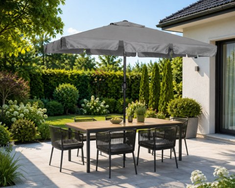 Duży Parasol Ogrodowy Skośny Łamany Korba 200x130 Cm Szary