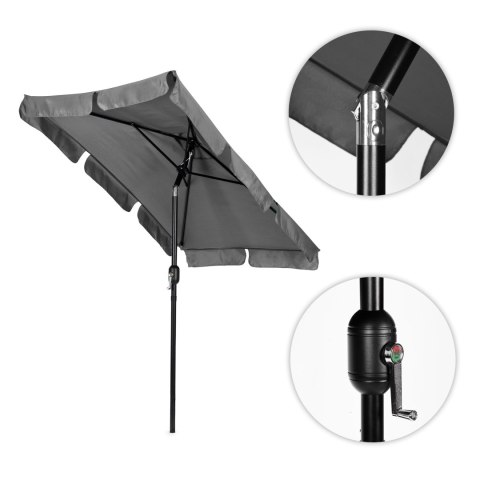 Duży Parasol Ogrodowy Skośny Łamany Korba 200x130 Cm Szary