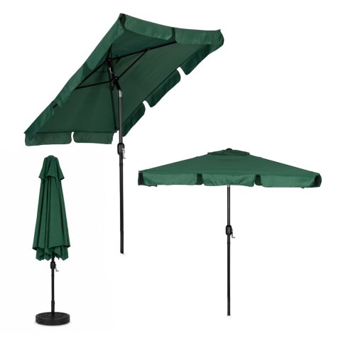 Duży Parasol Ogrodowy Skośny Łamany Z Korbą Zielony 200x130 Cm