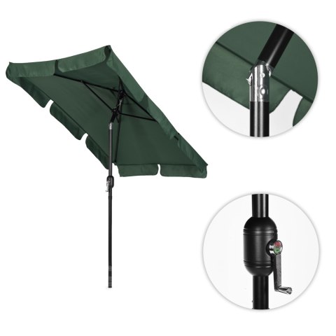Duży Parasol Ogrodowy Skośny Łamany Z Korbą Zielony 200x130 Cm