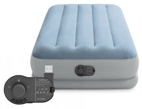 Materac Dmuchany Jednoosobowy 191x99x36 Cm Z Wbudowaną Pompką Elektryczną Usb Łóżko Intex 64157