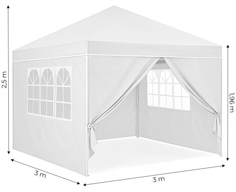 Namiot Pawilon Ogrodowy 3x3 M Rozkładany Automatycznie + 4 Ścianki Boczne Multigarden