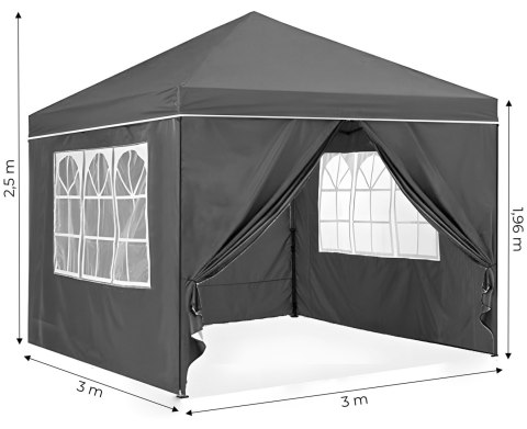 Namiot Pawilon Ogrodowy 3x3 M Rozkładany Automatycznie + 4 Ścianki Boczne Multigarden