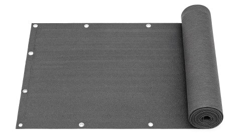 Osłona Balkonowa Z Okuciami 100x500 Cm Siatka Cieniująca + Elementy Instalacyjne Szara Multigarden