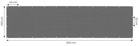 Osłona Balkonowa Z Okuciami 100x500 Cm Siatka Cieniująca + Elementy Instalacyjne Szara Multigarden