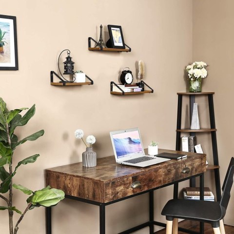 Zestaw 3 Półek Wiszących Drewniane Loft