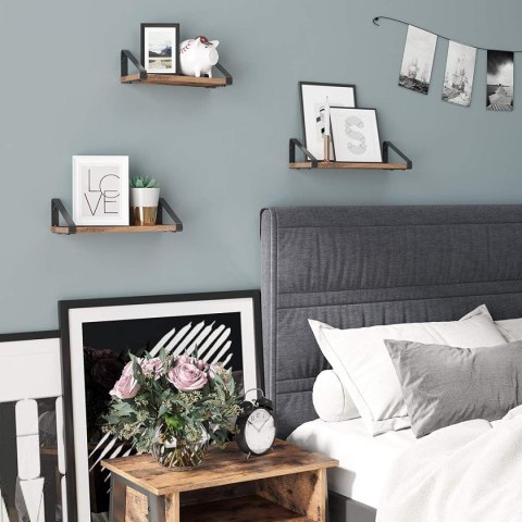 Zestaw 3 Półek Wiszących Drewniane Loft