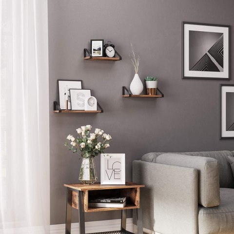 Zestaw 3 Półek Wiszących Drewniane Loft
