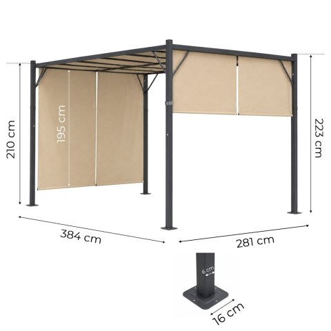 Pergola Ogrodowa Tarasowa 3x4 M Stalowa Altana Zadaszenie Beżowa