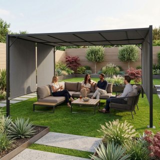 Pergola Ogrodowa Tarasowa 3x4 M Stalowa Altana Zadaszenie Szara