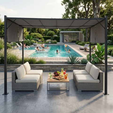 Pergola Ogrodowa Tarasowa 3x4 M Stalowa Altana Zadaszenie Szara