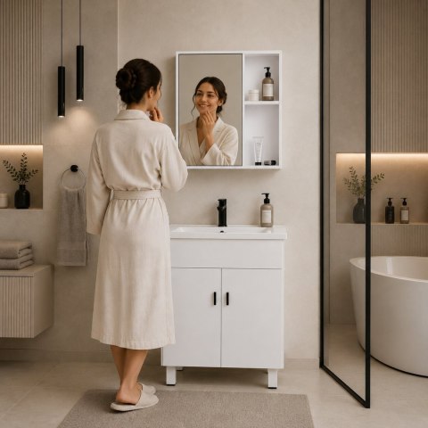 Zestaw Mebli Łazienkowych Modernhome Z Umywalką I Lustrem
