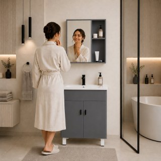 Szafka Łazienkowa Stojąca Z Umywalką I Lustrem Modernhome