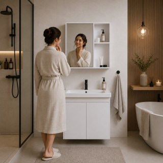 Zestaw Mebli Łazienkowych Wiszących Z Umywalką Lustrem