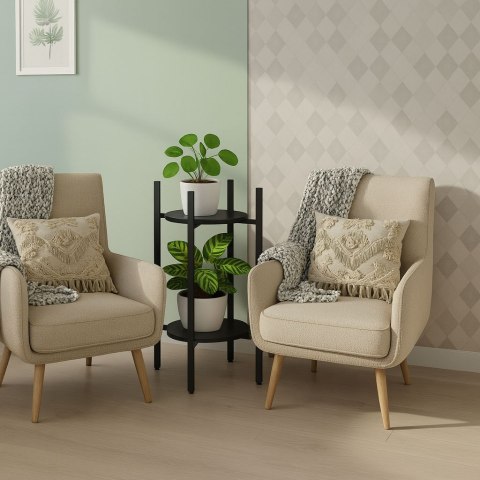 Kwietnik Stojący Stojak Na Kwiaty Ozdoby 2 Poziomy Czarny Modernhome