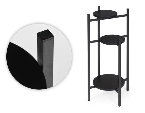 Kwietnik Stojący Stojak Na Kwiaty Ozdoby 3 Poziomy Czarny Modernhome