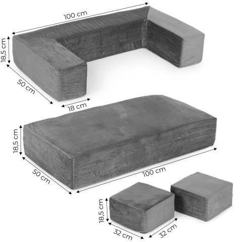 Sofa Modułowa Składana Dla Dzieci Diy 4 Miękkie Poduchy - Szara Ecotoys