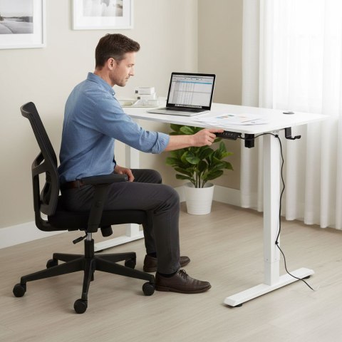 Biurko Elektryczne Regulowane 120x60 Cm Regulacja Wysokości 72-117 Cm Białe Modernhome