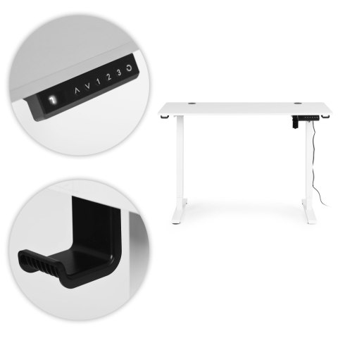 Biurko Elektryczne Regulowane 120x60 Cm Regulacja Wysokości 72-117 Cm Białe Modernhome