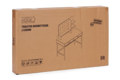 Duża Toaletka Kosmetyczna Z Lustrem I Oświetleniem Led 3 Barwy Półki Szuflady Modernhome
