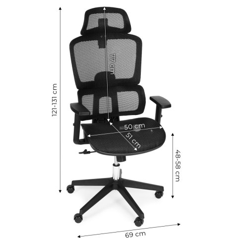 Fotel Biurowy Obrotowy Ergonomiczny Regulacja Wysokości Czarny Modernhome