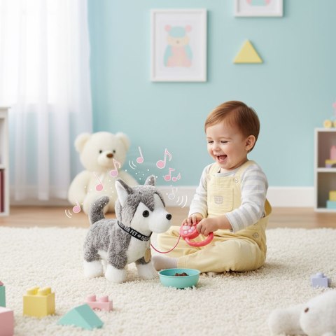 Interaktywny Piesek Na Smyczy Husky Chodzi I Merda Ogonem Melodyjki