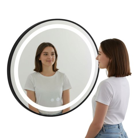 Lustro Łazienkowe Led Okrągłe Ścienne 80 Cm 3 Barwy Anti-Fog Włącznik Dotykowy Modernhome