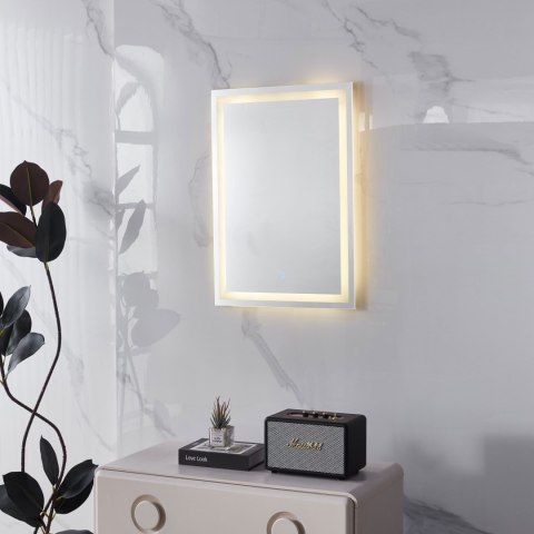 Lustro Łazienkowe Led Ścienne 50x70 Cm 3 Barwy Włącznik Dotykowy Modernhome