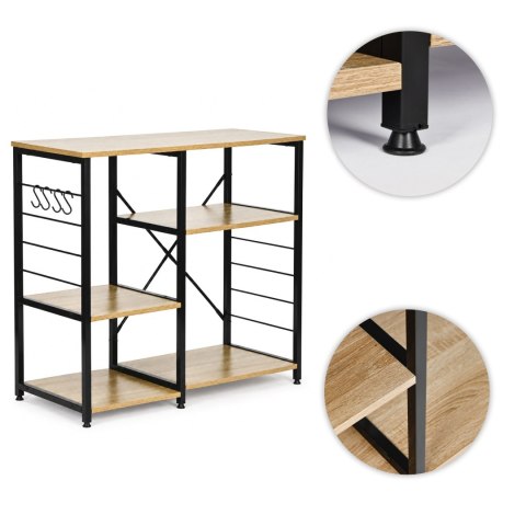 Regał kuchenny szafka do przedpokoju 90 cm półki haczyki loft jasny dąb ModernHome