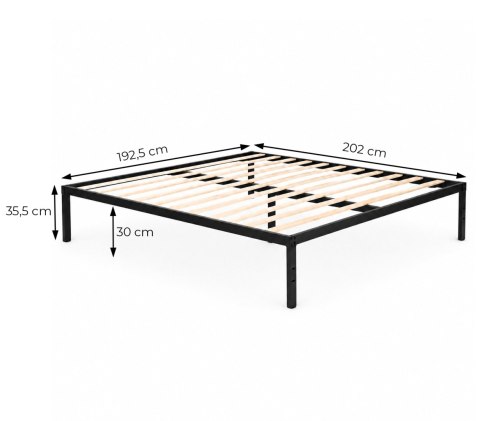 Łóżko metalowe 190x200 cm ze stelażem minimalistyczna czarna rama ModernHome