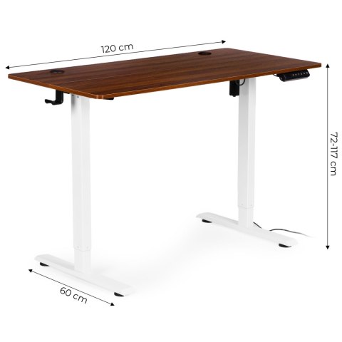 Biurko Elektryczne Regulowane 120x60 Cm Regulacja Wysokości 72-117 Cm Modernhome