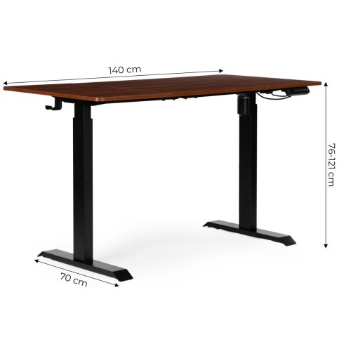 Biurko Elektryczne Regulowane 140x70 Cm Regulacja Wysokości 76-121 Cm Modernhome