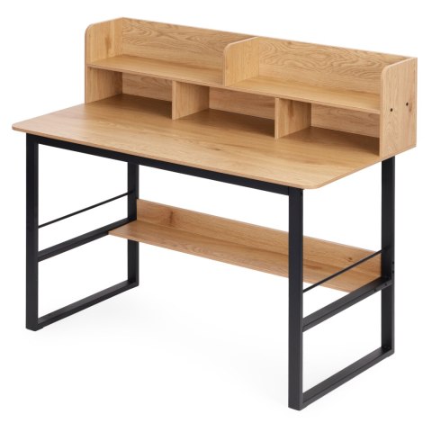 Biurko Komputerowe 120x60 Cm Nadstawka 5 Półek Jasny Dąb Loftowe Modernhome