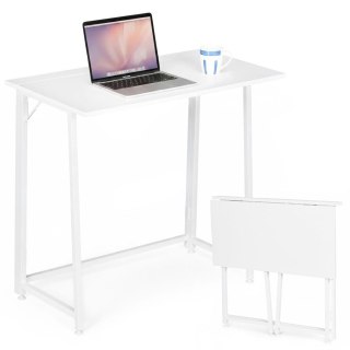 Biurko Komputerowe Składane 80x45 Cm Stolik Pod Laptopa Białe Modernhome